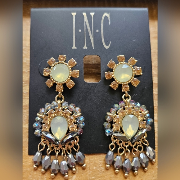 INC International Concepts Gold and Iridescent Earrings - Picture 1 of 3